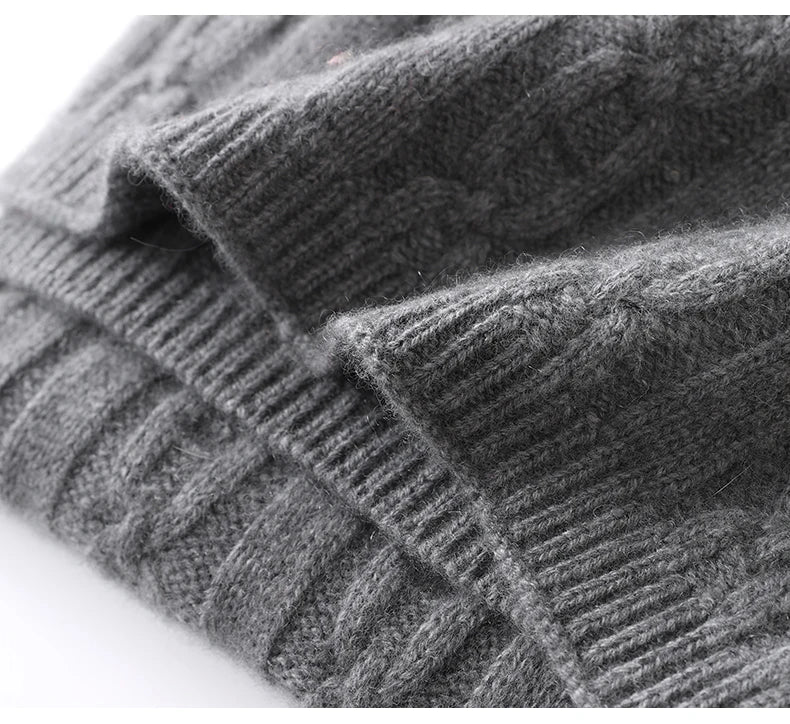 100% Cashmere Autumn Winter Three-Ply Twist Pattern Unisex Scarf Neck Warmer Shawl Cold-Proof Thickened Neck Gaiter