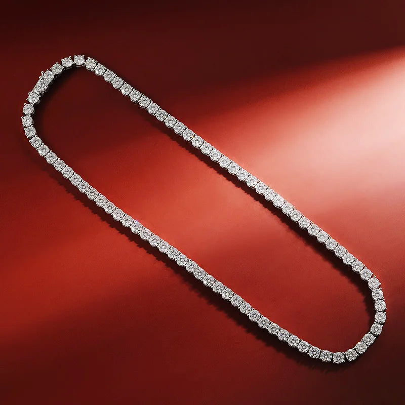 925 Sterling Silver Moissanite Tennis Necklace | Sparkling Fine Jewelry for Women | Party & Special Occasion