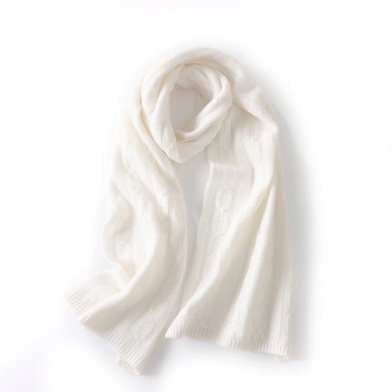 100% Cashmere Autumn Winter Three-Ply Twist Pattern Unisex Scarf Neck Warmer Shawl Cold-Proof Thickened Neck Gaiter