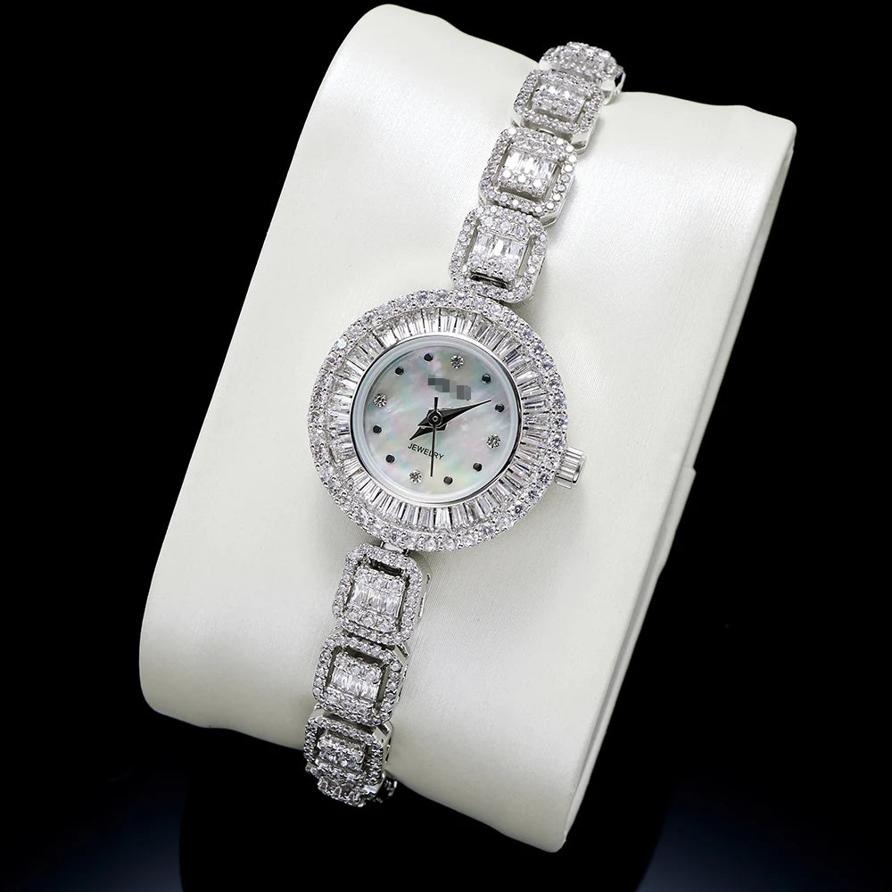 Women's 19cm Crystal Watch | AAA Cubic Zirconia Bracelet Watch | Japan Quartz Movement | Waterproof | Elegant Wedding & Party Jewelry - HER SHOP
