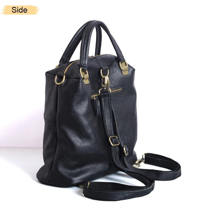 Women Leather Backpacks black Multi-purpose Dual-use womens backpack black Soft Leather Casual Daypacks Travel Ladies Bagpack