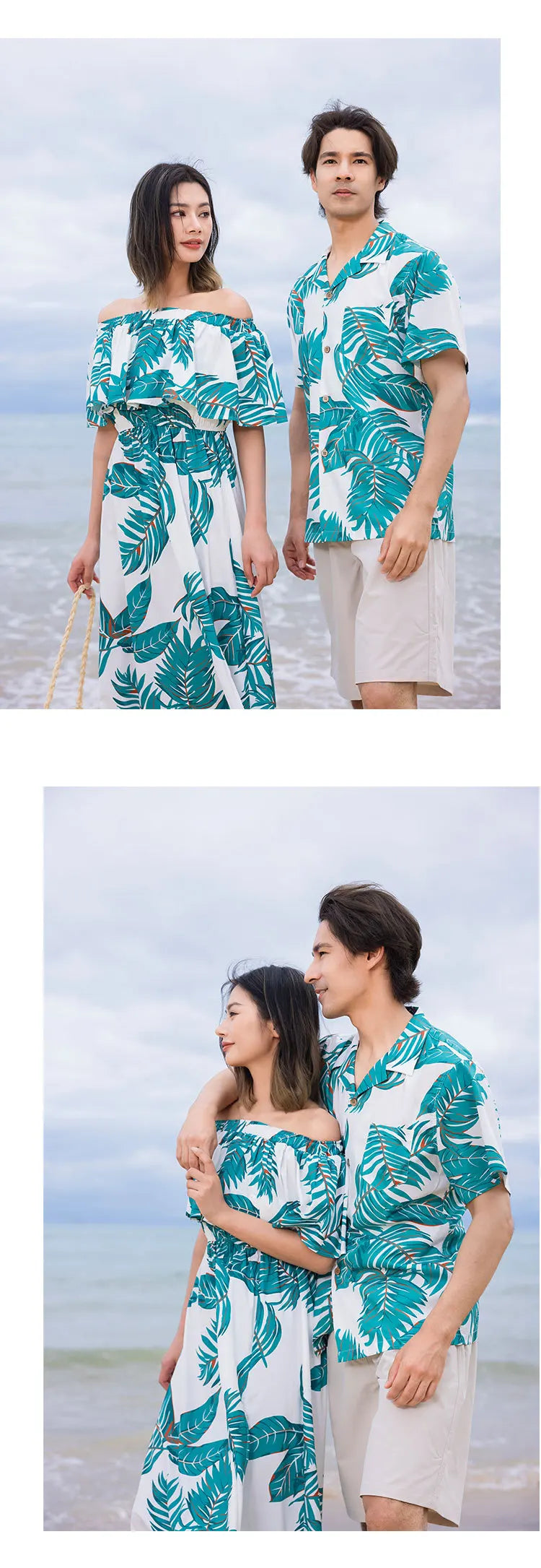 Beach Ware Clothes for Family Shirts Set Vacation Long Mother and Daughter Blue Dress for The Sea Resorts Look Father Son Outfit