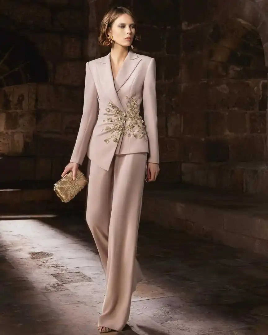 Graceful Women SuGraceful Women's 2-Piece Suit with Sequin Appliques — Elegant Blazer & Jacket Set for Formal, Office, or Wedding Eventsit 2 Pieces Sequins Appliques Jacket Blazers Formal Office Ladies Customized Wedding Prom Wear
