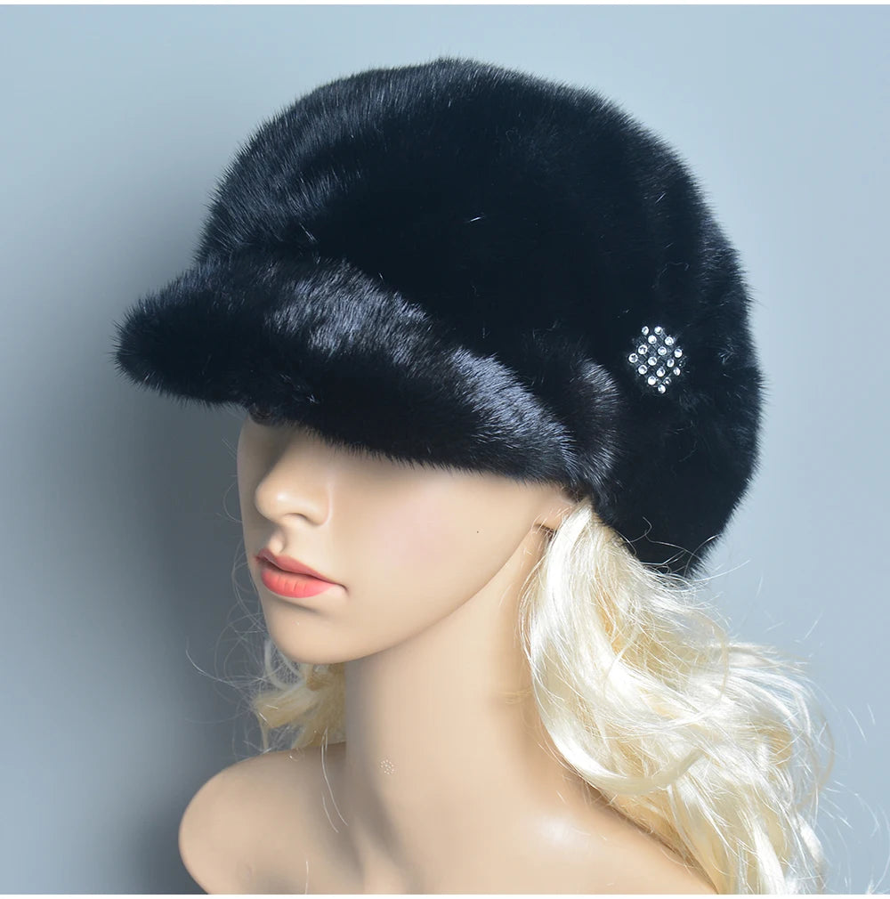 2025 Fashion Mink Fur Cap For Women Real Natural Whole Fur Hat Top Accessories Warm Ln Russian Winter Fur Hats For Lady