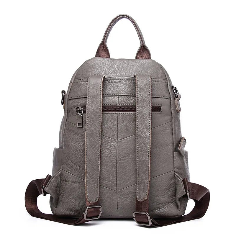 causal soft leather travel rucksack zipper women's shopping backpacks Causal Genuine Leather Backpack Women Real Cow Leather Travel Bags Fashion Ladies Leather Backpack