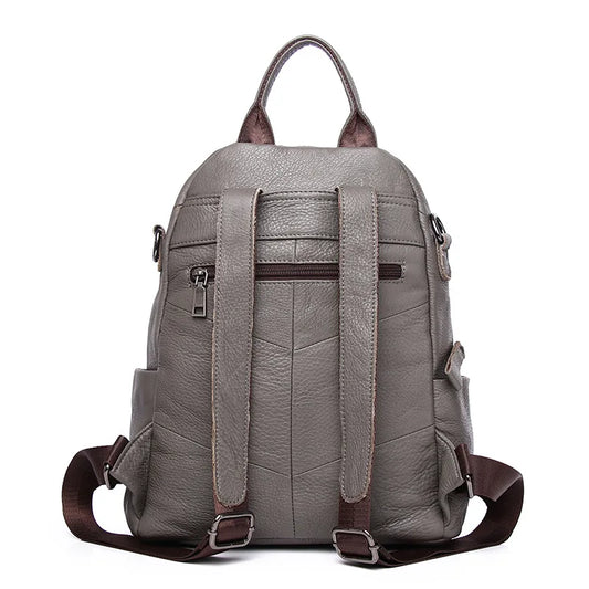 Causal Genuine Leather Backpack Women Real Cow Leather Travel Bags Fashion Ladies Leather Backpack - HER SHOP®