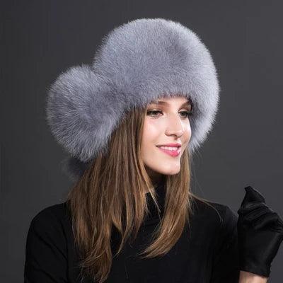 Beautiful Women's Natural Raccoon or Fox Fur Ushanka Hat