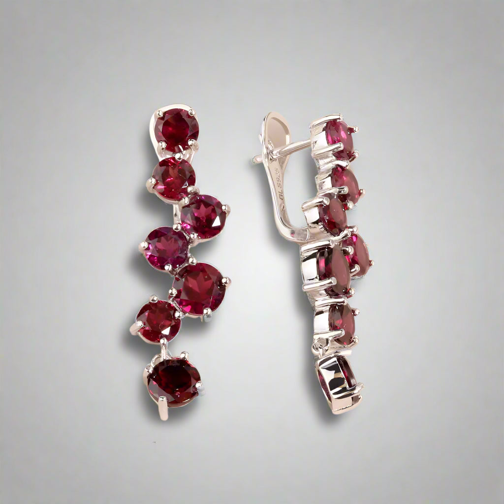 Elegant Rhodolite Garnet Ring and Earrings Set | 925 Sterling Silver Fine Jewelry | Perfect Gift for Women