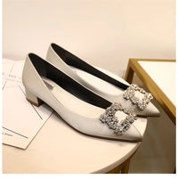 Deluxe Silk High Heel Wedding Shoes - Diamond Buckle, Pointed Toe, Star Style for Women