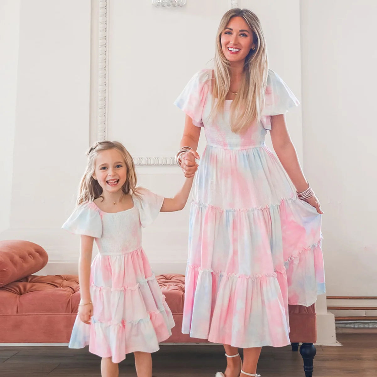 Bohemian Mom and Daughter Matching Summer Dress Set – Beach Family Outfits for Women & Girls