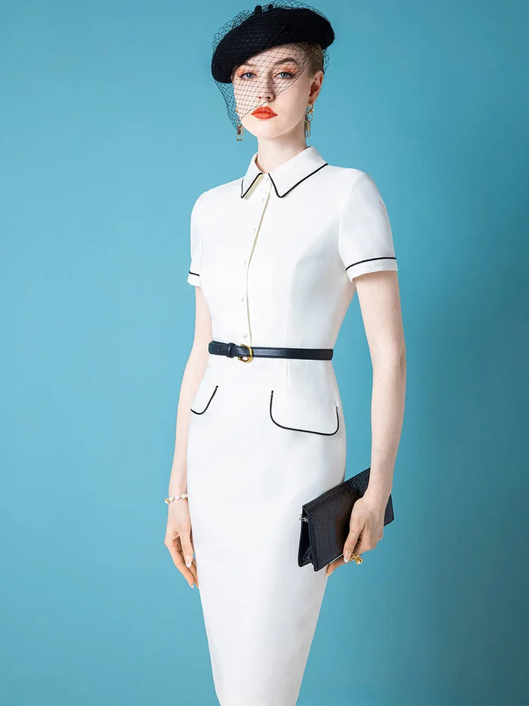 French Celebrity Spring/Summer Dress: High-End Professional Elegance for Women