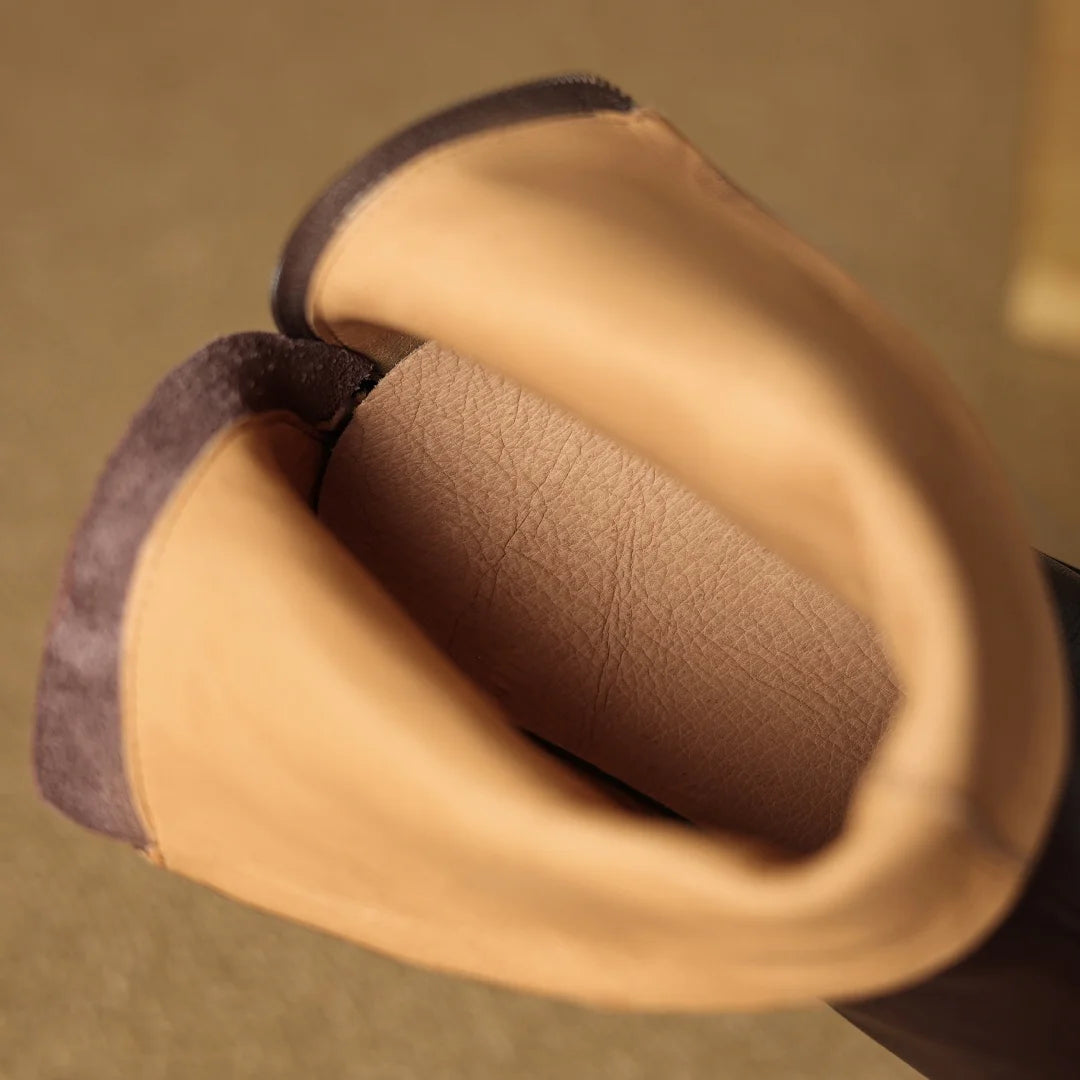 Women’s Genuine Cow Leather Chunky Heel Platform Ankle Boots – High-Quality, Soft, and Comfortable Punk-Style Short Boots with Back Zipper for Autumn