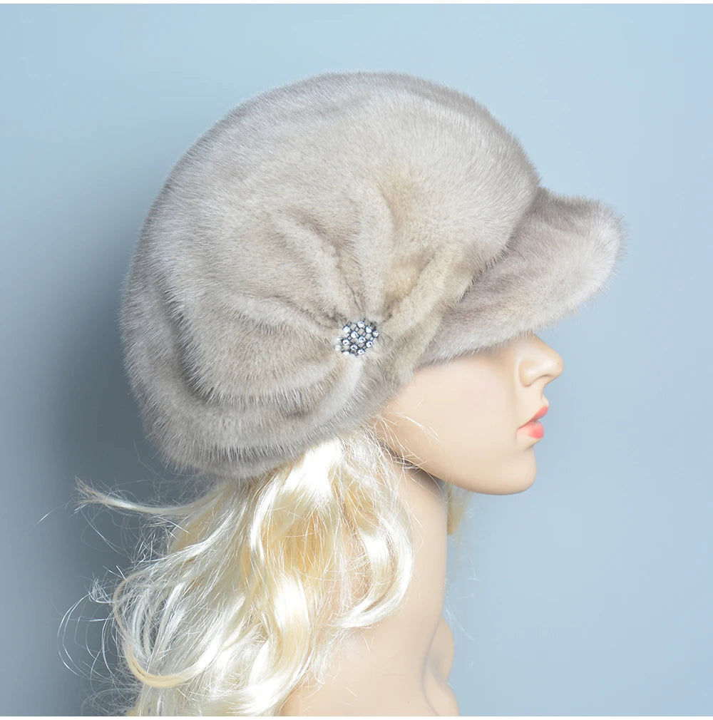 2025 Fashion Mink Fur Cap For Women Real Natural Whole Fur Hat Top Accessories Warm Ln Russian Winter Fur Hats For Lady