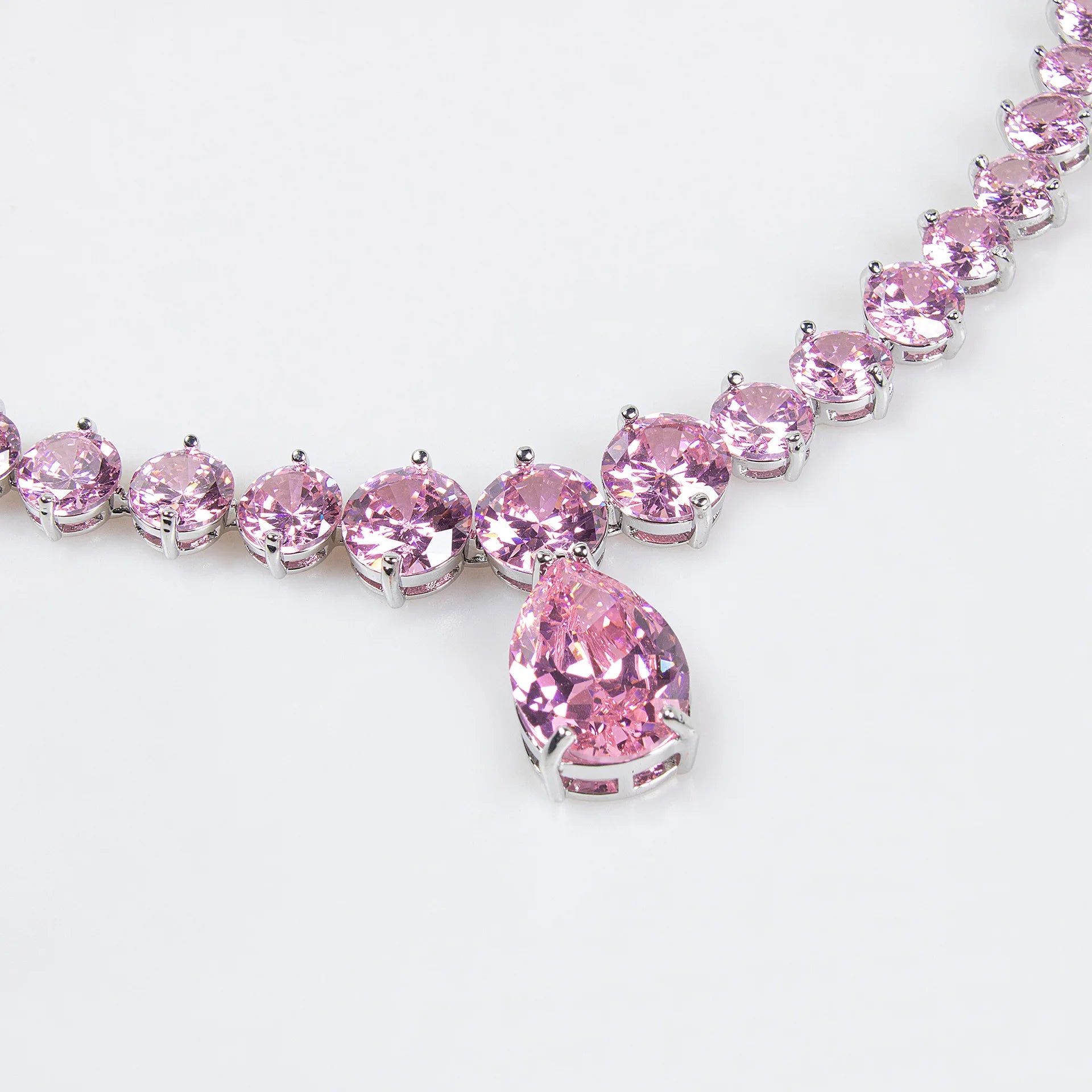 Water Drop Zircon Bridal Jewelry Set  Pendant Necklace & Earrings for Wedding Dress or Any Special Occasion