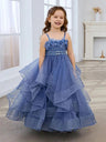 Blue Lace Tulle Flower Girl Dress