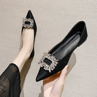 Square Crystal Buckle Ballet Flats for Women - Wedding Shoes