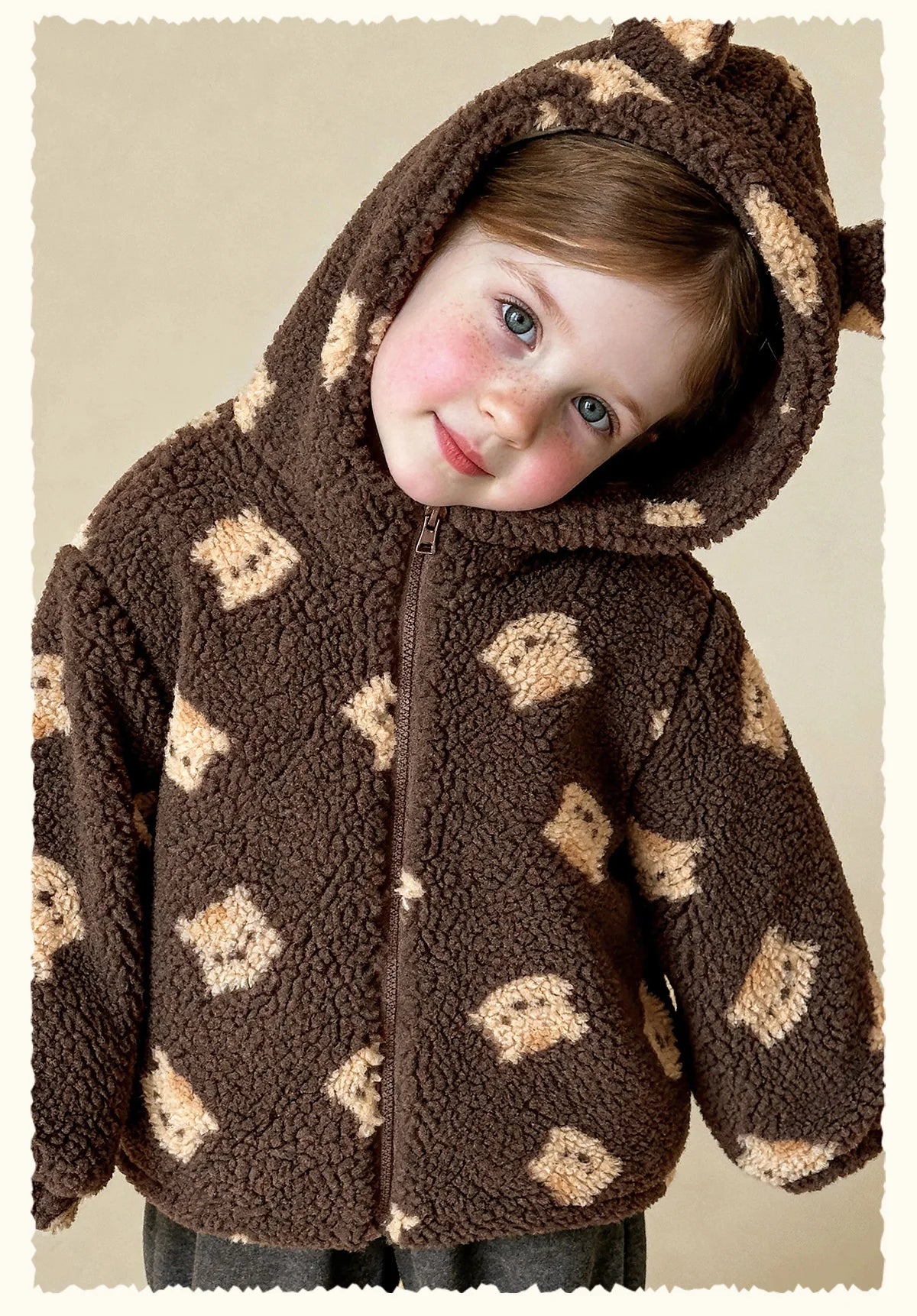 Kids Polar Fleece Bear Ear Hoodie – Winter Warm Zipper Jacket