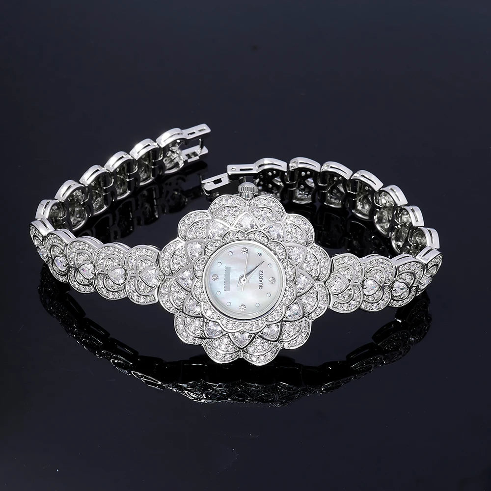Gorgeous Women's Watch | AAA Cubic Zirconia Sunflower Bracelet Watch | Fashion Jewelry for Wedding & Party - HER SHOP