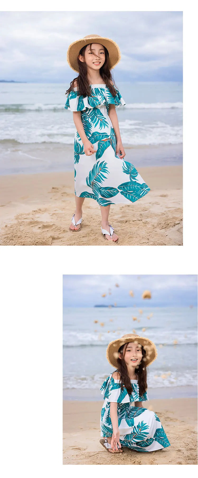 Beach Ware Clothes for Family Shirts Set Vacation Long Mother and Daughter Blue Dress for The Sea Resorts Look Father Son Outfit