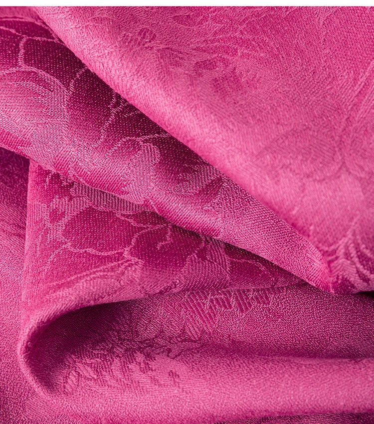 70% Mulberry Silk Cotton Jacquard Blouse – Women’s Hot Pink Long Sleeve Pullover Top