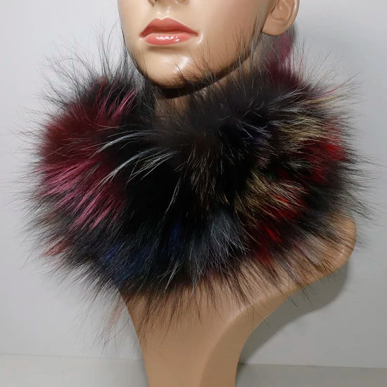 Women's Real Fox Fur Ring Scarf & Headband– Luxury Winter Neck Warmer Muffler, 100% Natural Fur with Good Elastic