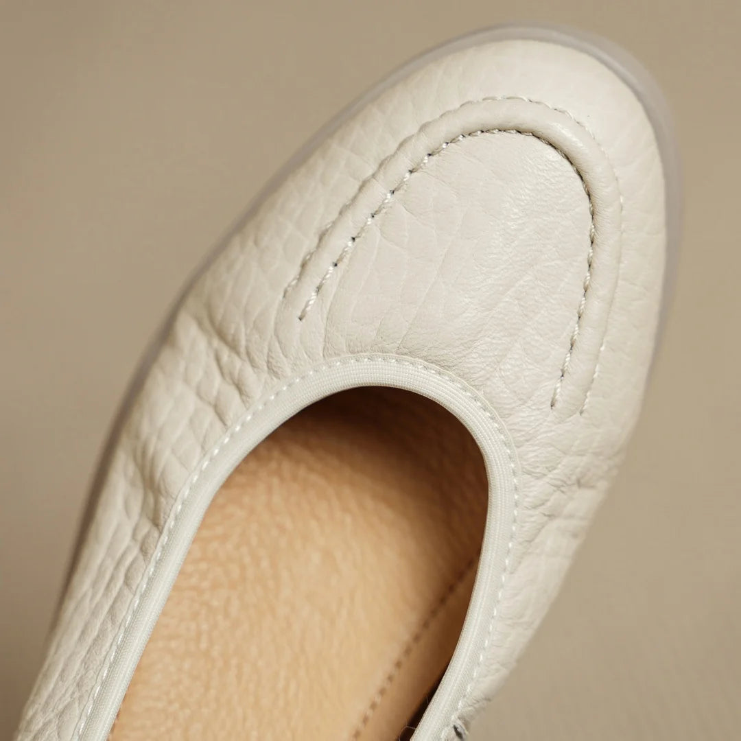 Women’s Sheepskin Slip-On Loafers – Round Toe Thick Sole Platform Flats for Everyday Comfort