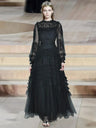 lantern mesh maxi dress Lantern Sleeves Cut-Out Slit Maxi Dress  JardinVue