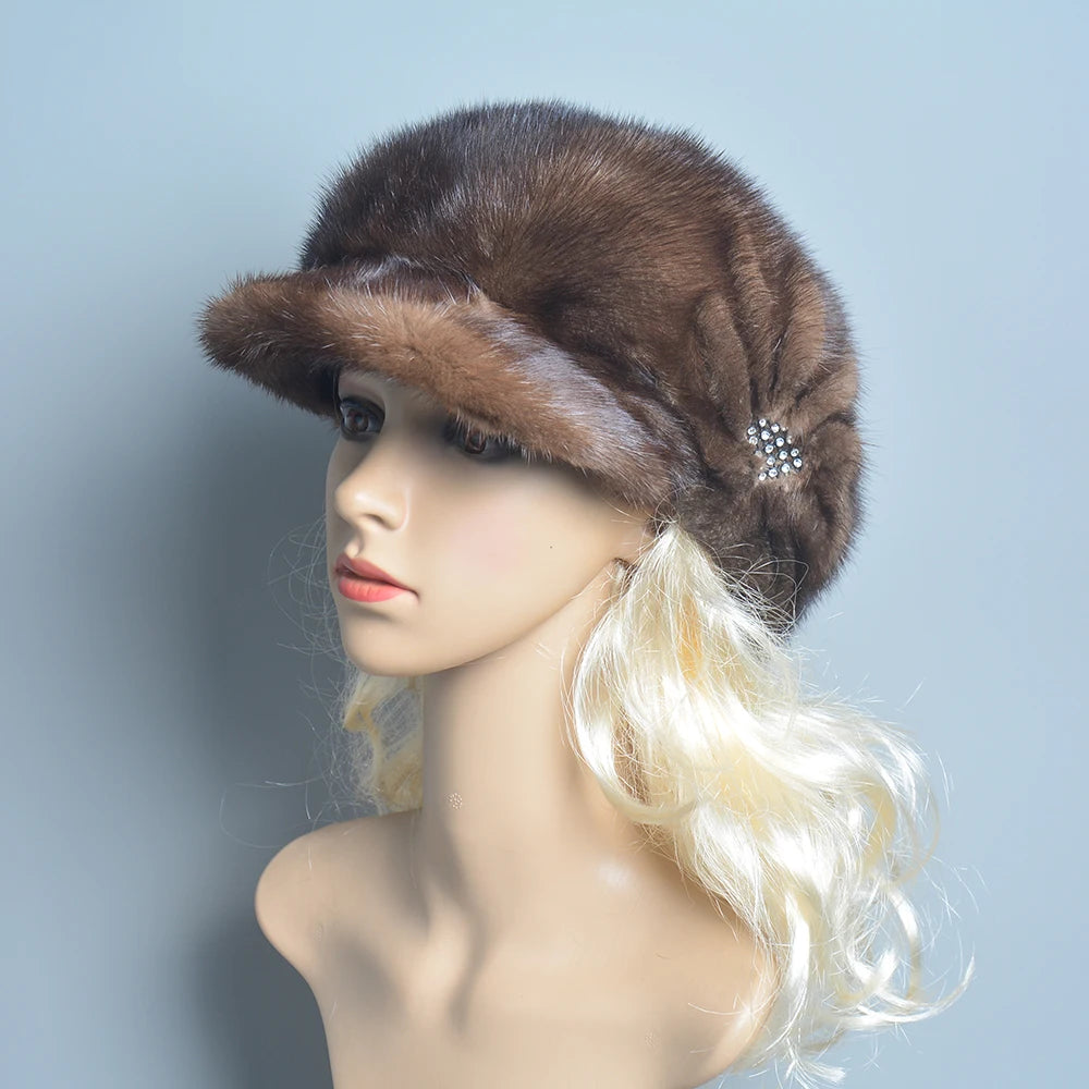2025 Fashion Mink Fur Cap For Women Real Natural Whole Fur Hat Top Accessories Warm Ln Russian Winter Fur Hats For Lady