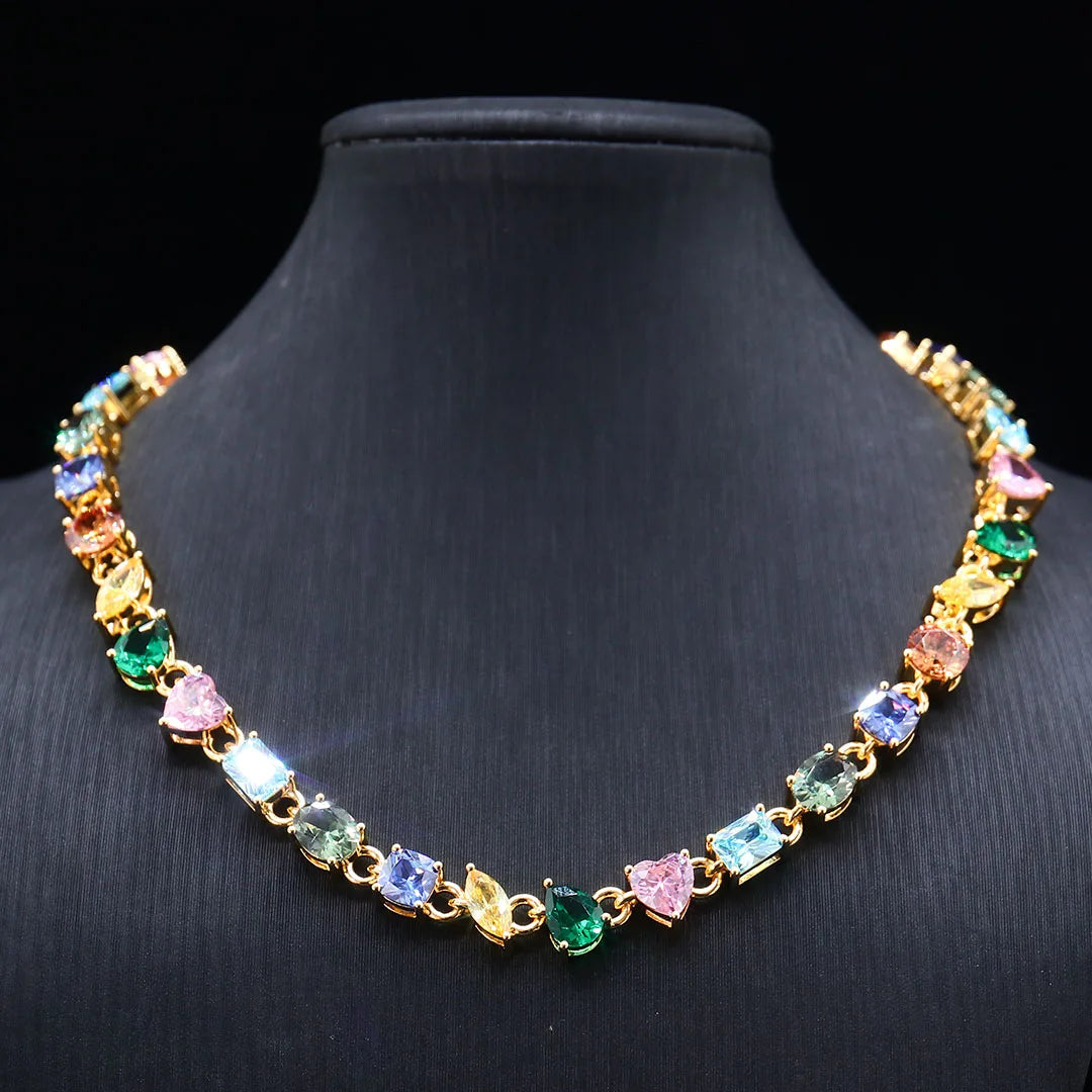 925 Sterling Silver Colorful Lab Sapphire Gemstone Necklace Custom Chain Jewelry for Women | Birthday & Anniversary Gift