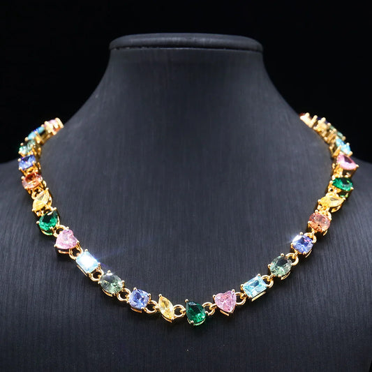 925 Sterling Silver Colorful Lab Sapphire Gemstone Necklace Custom Chain Jewelry for Women | Birthday & Anniversary Gift - HER SHOP