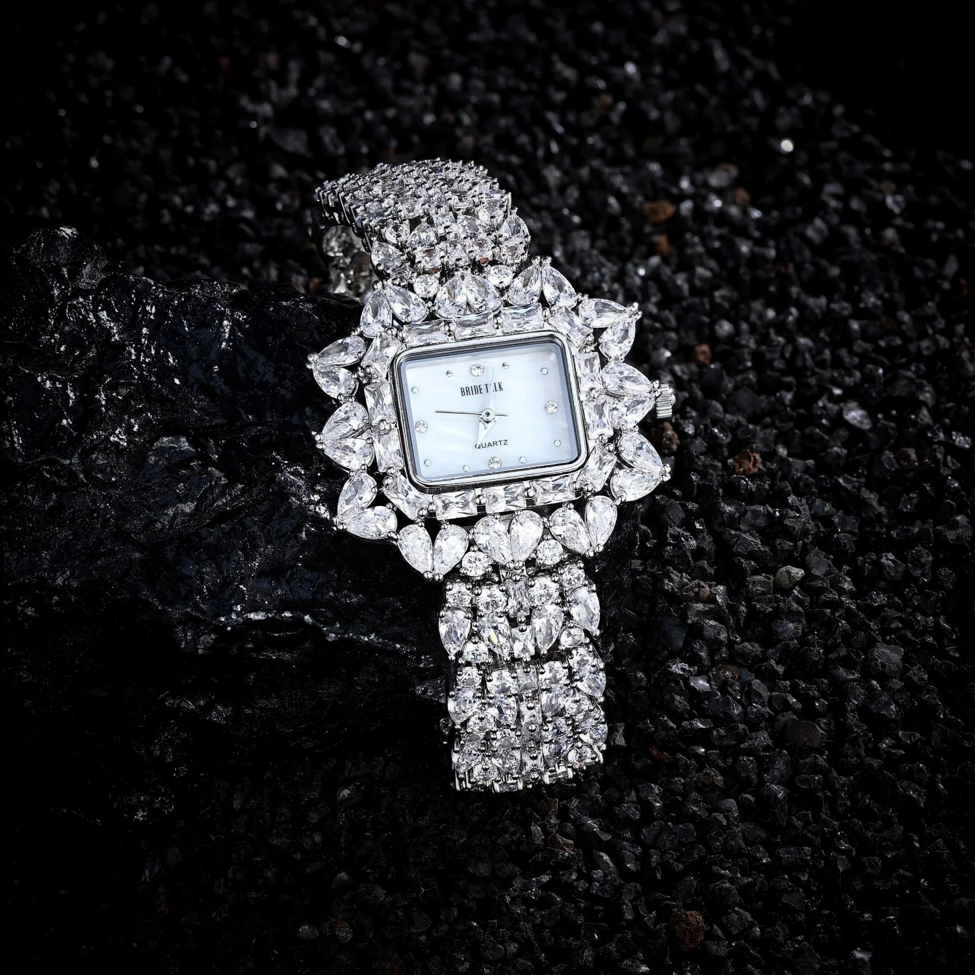 19cm Women's Full Crystal Watch  AAA Cubic Zirconia Wedding Party Jewelry | Japan Movement - HER SHOP