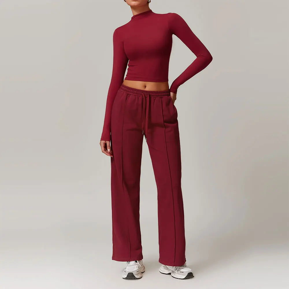 Sportswear 2 Pieces Yoga Set Gym Clothes Sportswear Yoga Suits For Women Fitness Set Tracksuits Sports Long Sleeved Gym Trousers - HER SHOP