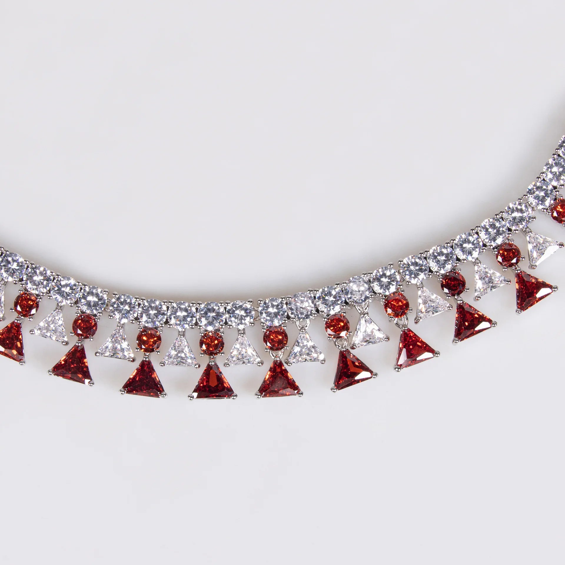 Geometric Triangle Zircon Jewelry Set for Women  Shiny Necklace & Earrings for Dubai Bridal Wedding or Party Gift
