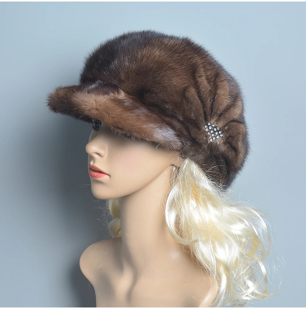 2025 Fashion Mink Fur Cap For Women Real Natural Whole Fur Hat Top Accessories Warm Ln Russian Winter Fur Hats For Lady