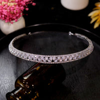 Elegant Zirconia Crystal Bridal Headband - Silver Prom Diadem Tiara for Weddings, Parties & Special Occasions