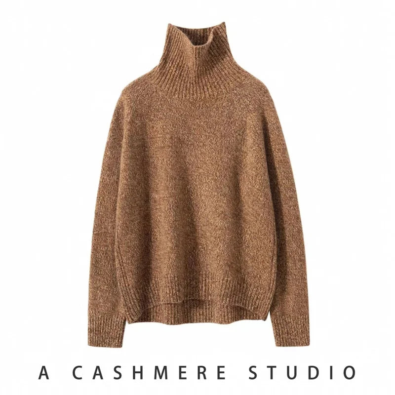 Hot Sale 2023 Autumn Winter 100% Cashmere Sweater Women's Turtleneck Soft Warm Pullover Female Loose Large Size Knitted Jumper - HER SHOP