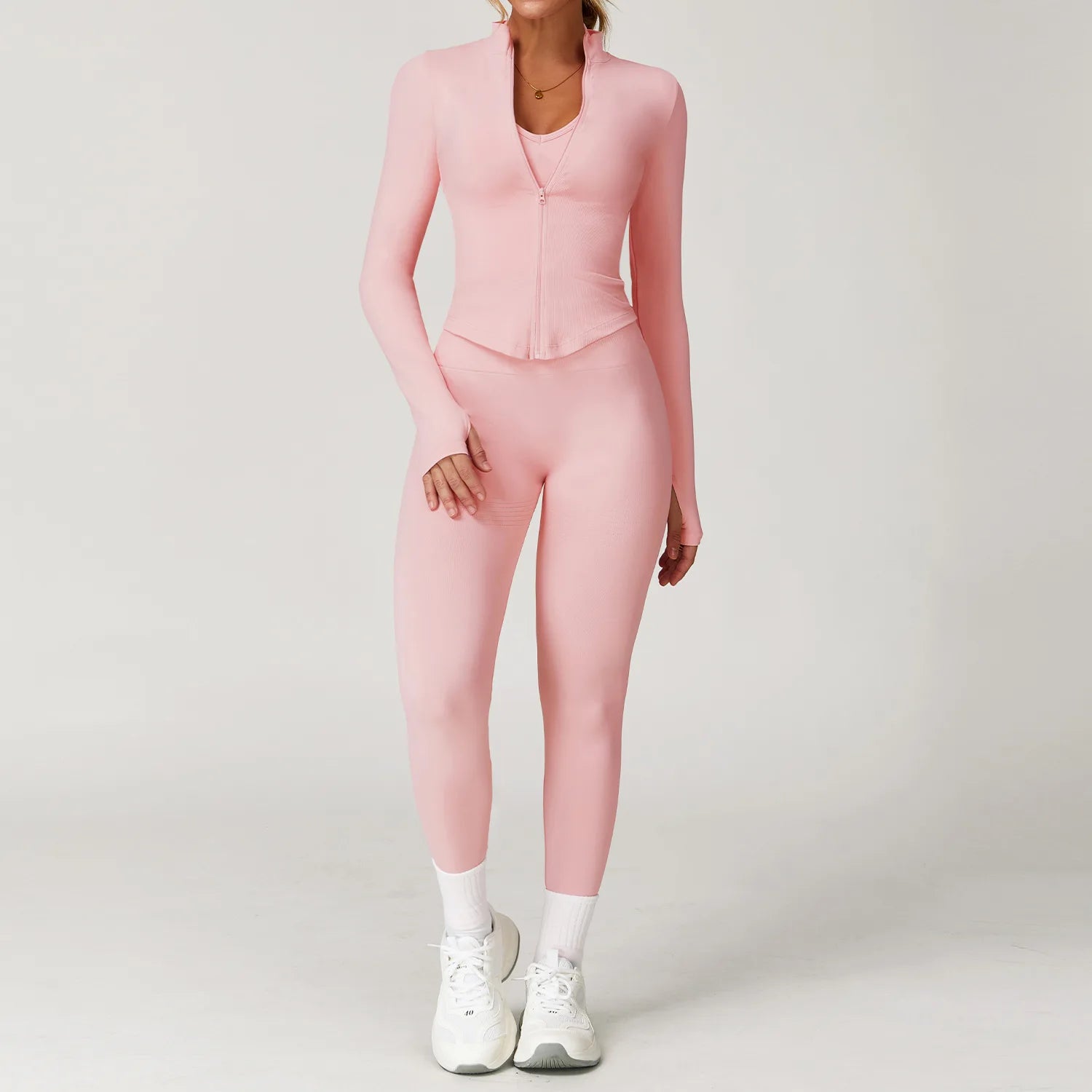 Seamless Gym Set Workout Clothes 2/3PCS Yoga Set Women's Sportswear Fitness Leggings Sports Bra Athletic Long Sleeve Yoga Suit