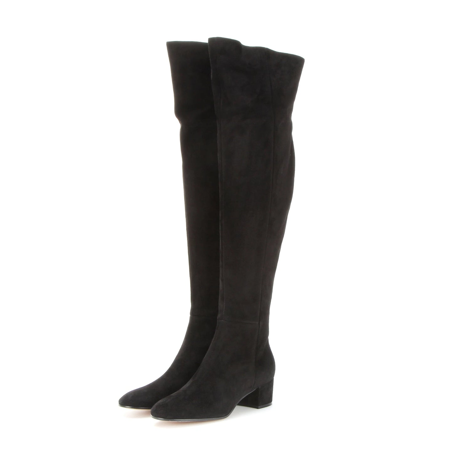 Plus Size Cow Suede Over-the-Knee High Heel Boots for Women – Retro Winter Long Boots with Zipper and Round Toe (Sizes 33–46)