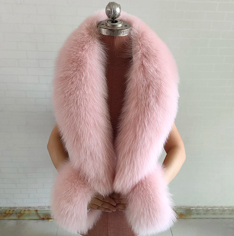 Luxury 100% Natural Fox Fur Scarf & Cuff Set for Women – Authentic Winter Fox Fur Collar, Ultra-Warm Neck Warmer
