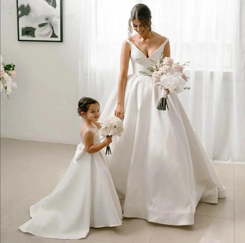 Tulle Long Flower Girl Party Dress