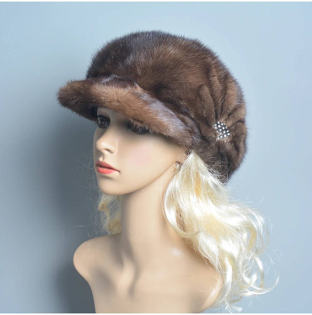 2025 Fashion Mink Fur Cap For Women Real Natural Whole Fur Hat Top Accessories Warm Ln Russian Winter Fur Hats For Lady