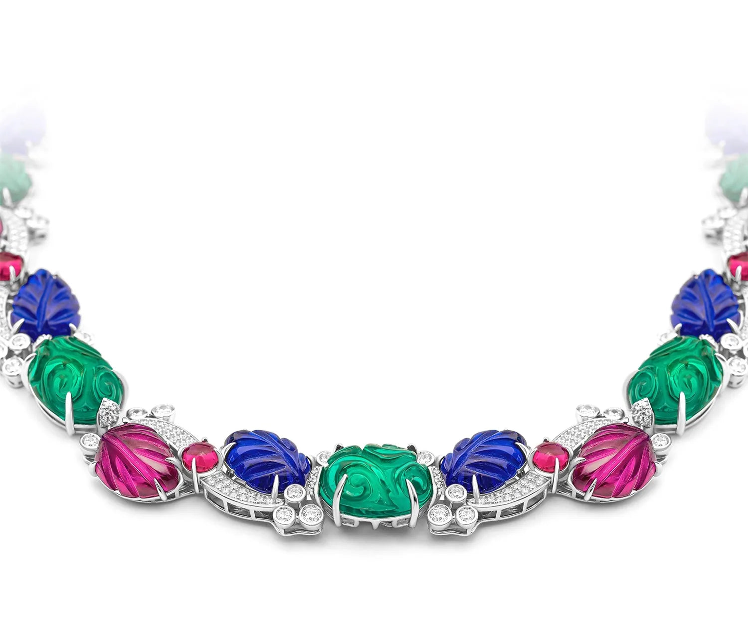 Colorful necklace with floral designs on a White background, featuring the brand 'KQDANCE'.