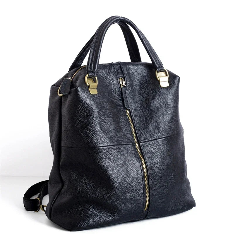 Women Leather Backpacks black Multi-purpose Dual-use womens backpack black Soft Leather Casual Daypacks Travel Ladies Bagpack - HER SHOP