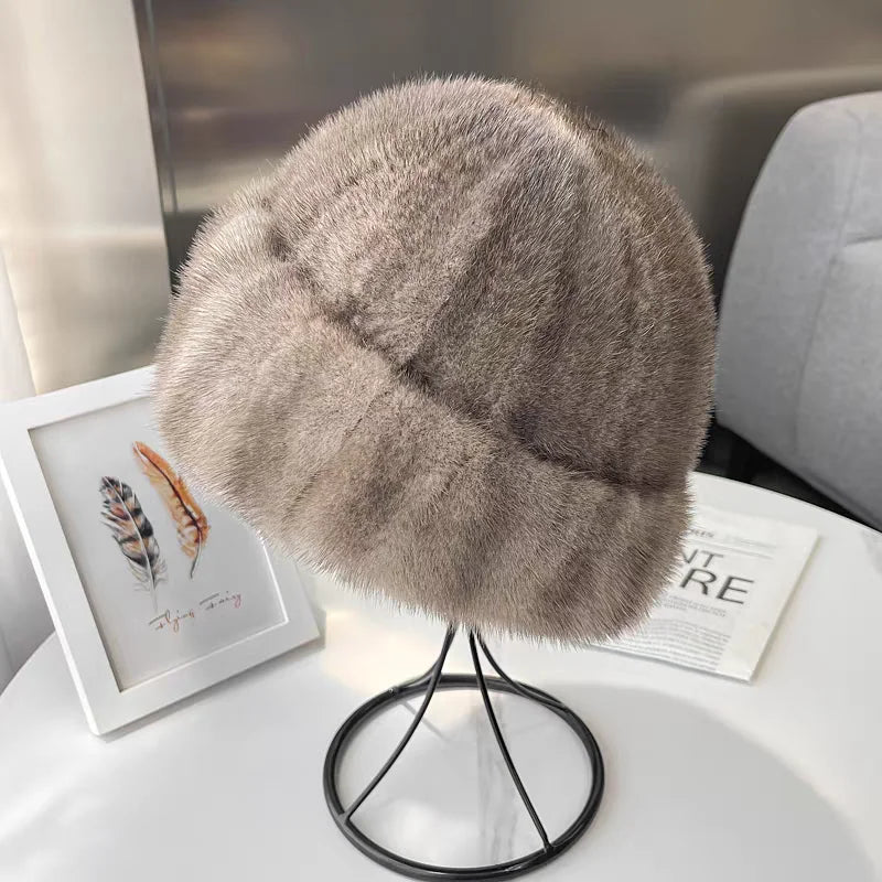 New Arrival Luxury Women’s Genuine Mink Fur Hat – Natural Real Fur Winter Cap