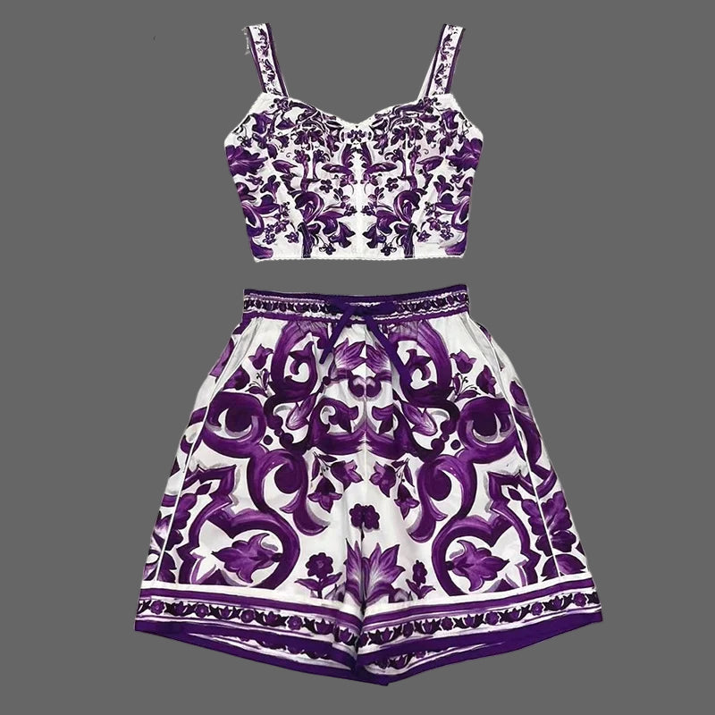 Elegant Women's Silk Top & Printed Cotton Skirt Set – 2-Piece Turn-Down Collar Outfit
