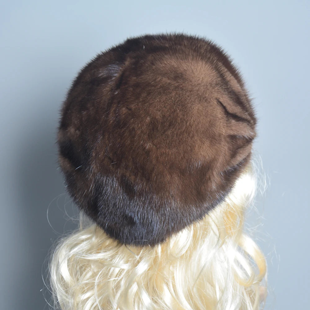 2025 Fashion Mink Fur Cap For Women Real Natural Whole Fur Hat Top Accessories Warm Ln Russian Winter Fur Hats For Lady