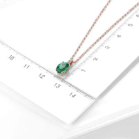 Solid 18K Rose Gold Emerald and Diamond Pendant Necklace - 0.82 Carat Emerald, 0.028 Carat Diamond with Silver Chain