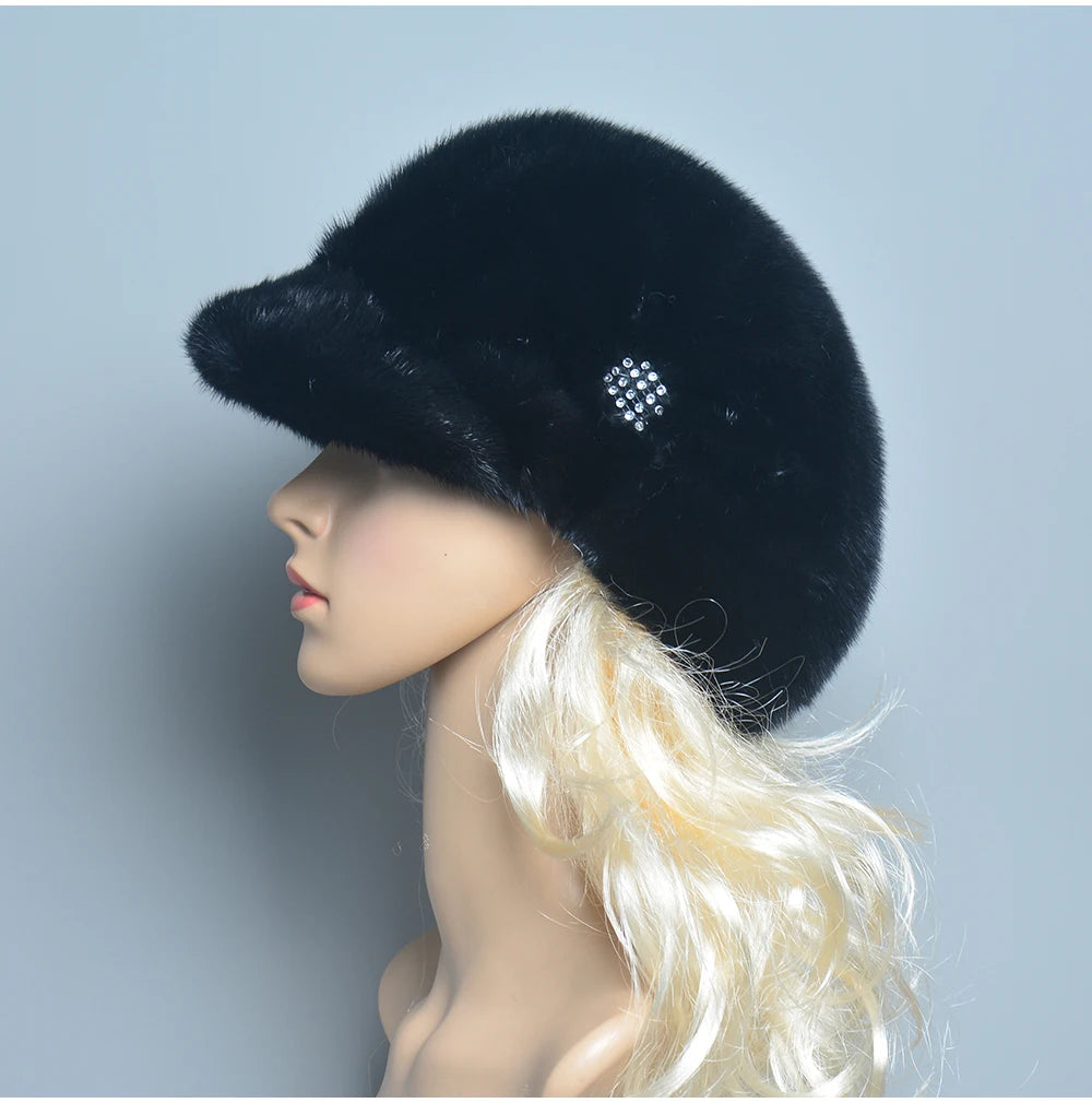 2025 Fashion Mink Fur Cap For Women Real Natural Whole Fur Hat Top Accessories Warm Ln Russian Winter Fur Hats For Lady