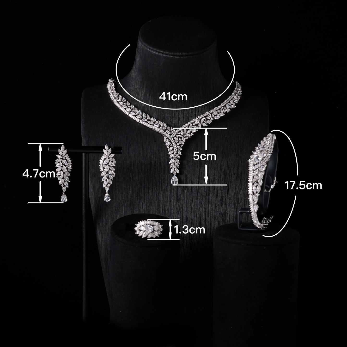Bridal Luxury Elegant Necklace Set for Women  Cubic Zirconia Wedding Jewelry Set for Brides & Accessories