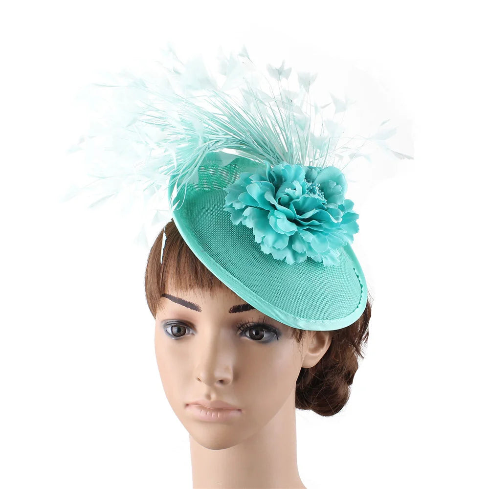 Red Feather Fascinator Chapeau for Women – Elegant Flower Headwear with Clip and Headband for Wedding, Derby & Tea Party